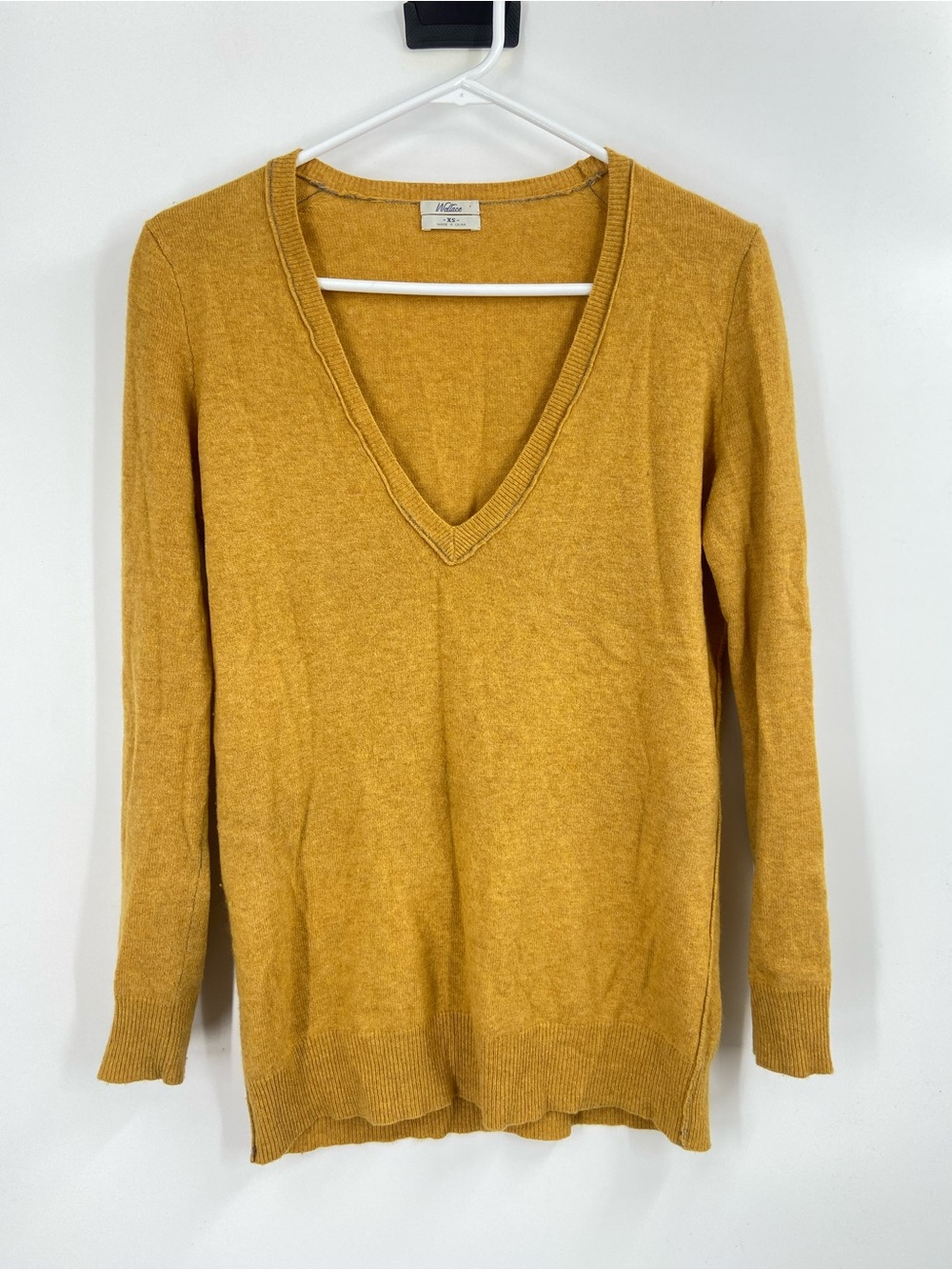 Wallace Madewell Yellow Merino Wool V-neck Sweater XS